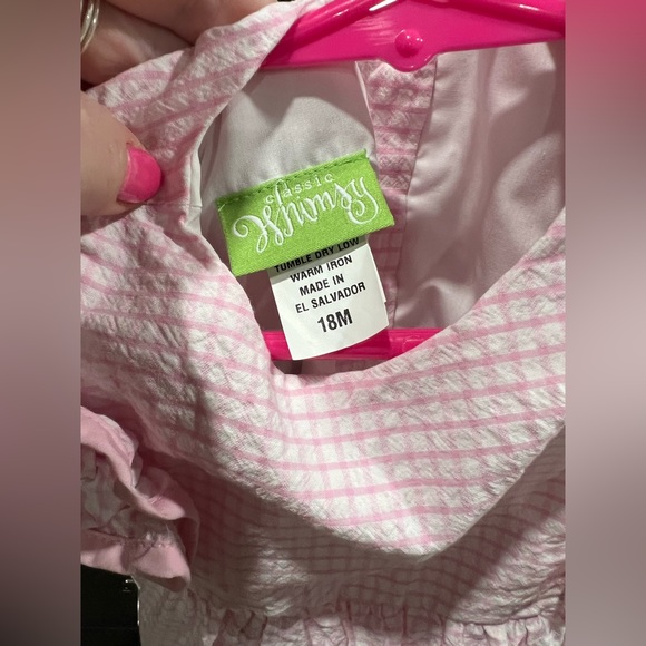 Classic Whimsey Pink Gingham Bubble with Bow 18M - Picture 2 of 3